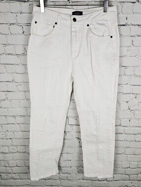 CAVALLI CLASS | high rise cropped straight front & back leg seam jeans